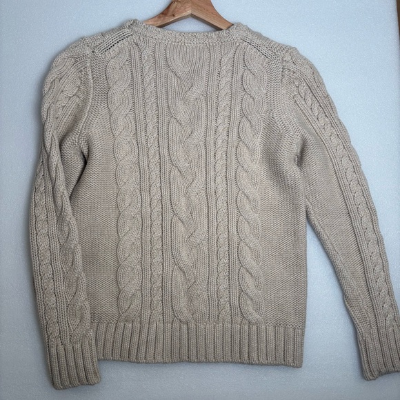L.L. Bean Cream Cable Knit Crew Neck Sweater - Picture 10 of 11